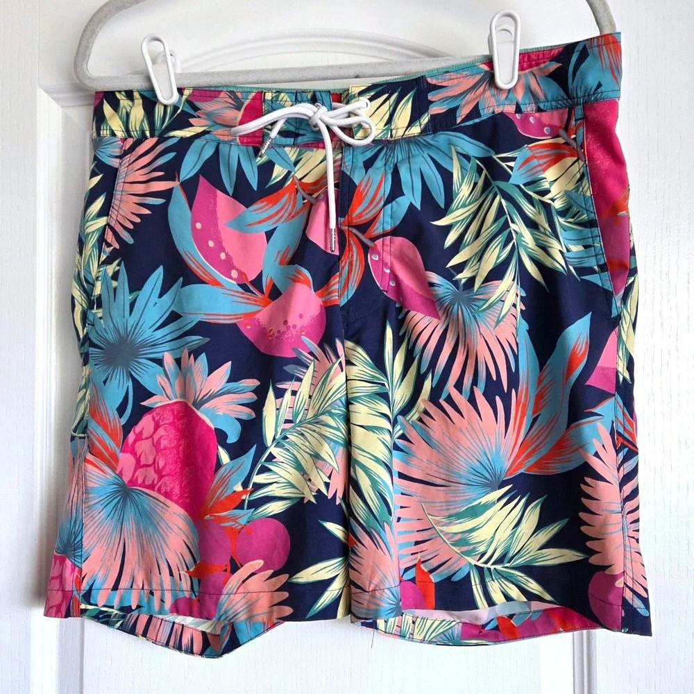 Bonobos Swim Trunks‎ Board Shorts Mesh Lined Floral Pineapple Print Size 33/ 7in
